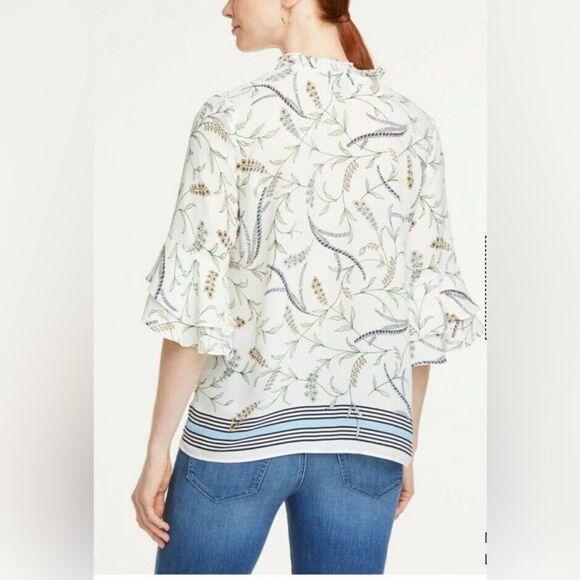 Ann Taylor Floral Tiered sleeve Flowy Blouse Size XS - Picture 5 of 14
